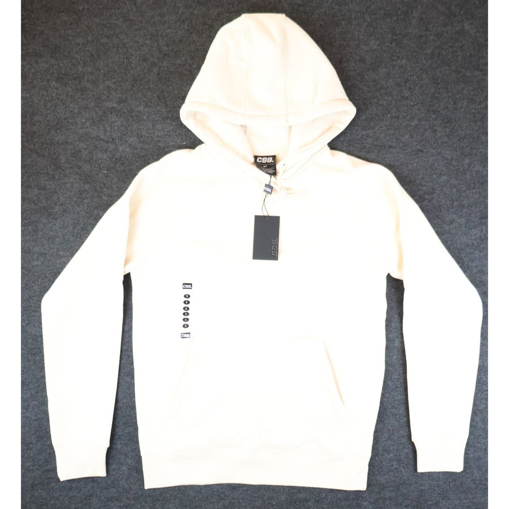 CSG Hoodie Mens Small Cream Pullover Fleece Hooded Sweatshirt Athletic NWT